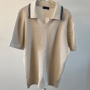 GAP Men's Beige Knit Polo Shirt